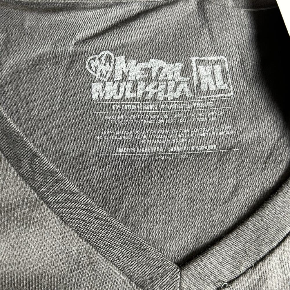Metal Mulisha Womens V-NECK Top T-Shirt Short Sleeve Tee Gray Size XL - Picture 3 of 3